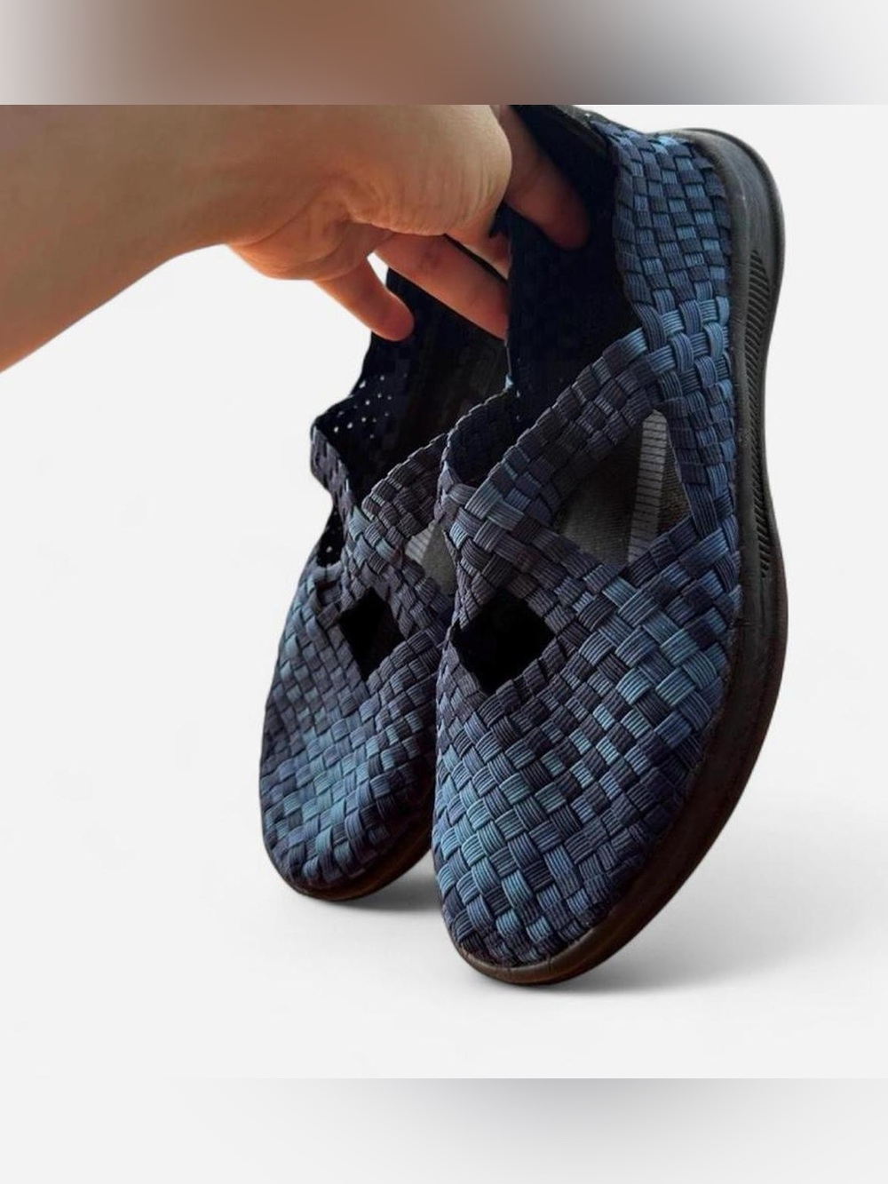 Black Woven Slip-On Mary Jane cross cross ballet style Comfort Shoes